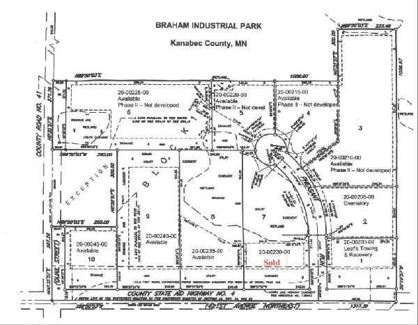 Braham Industrial Park Plat Map